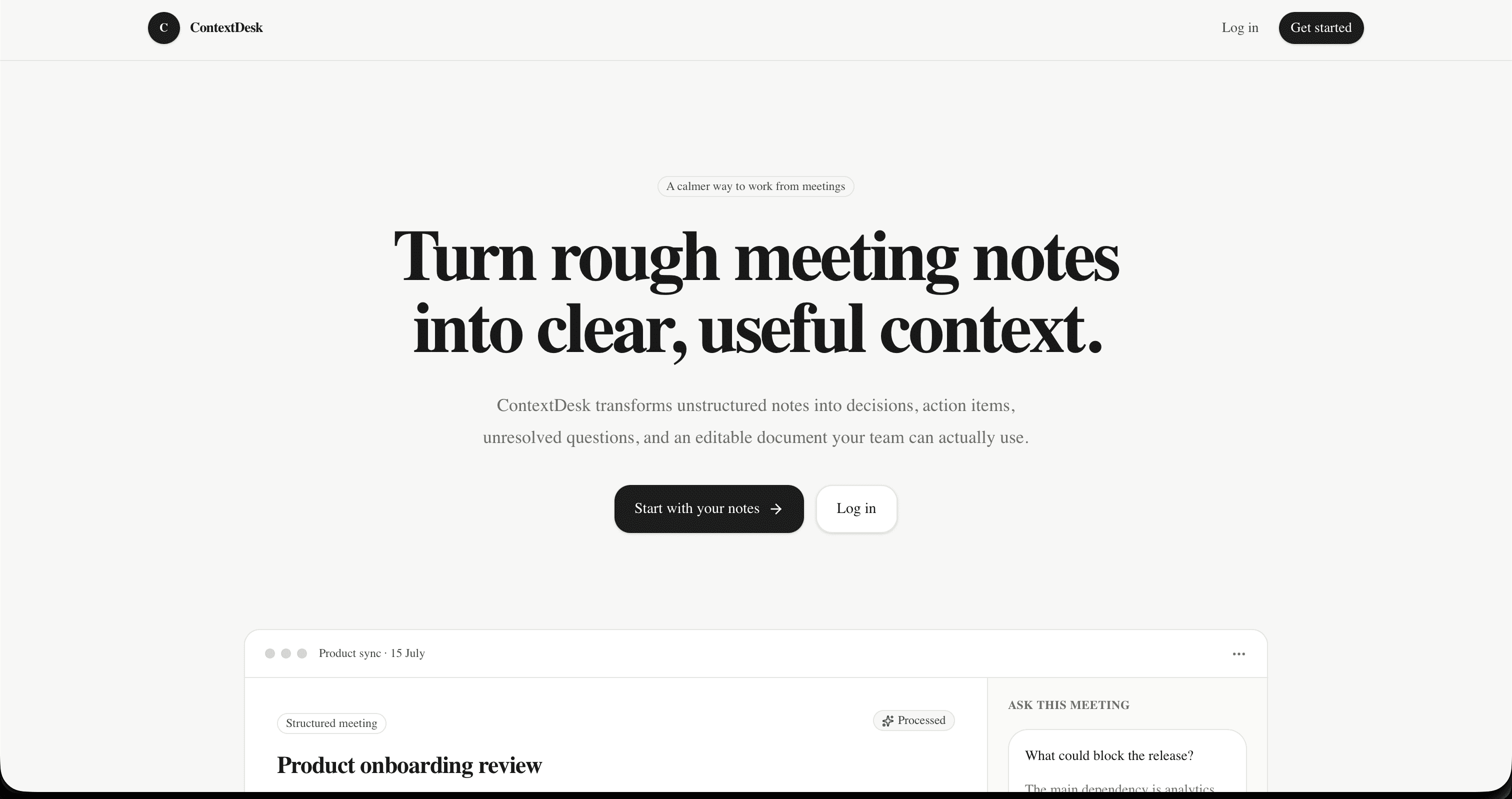ContextDesk AI workspace